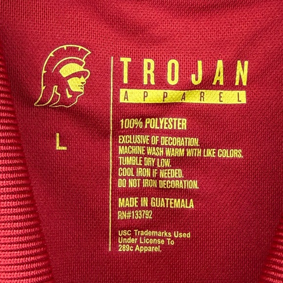 Trojan Apparel USC Trojans Mens Large Red White Performance Polo Shirt Short Slv - Picture 4 of 8